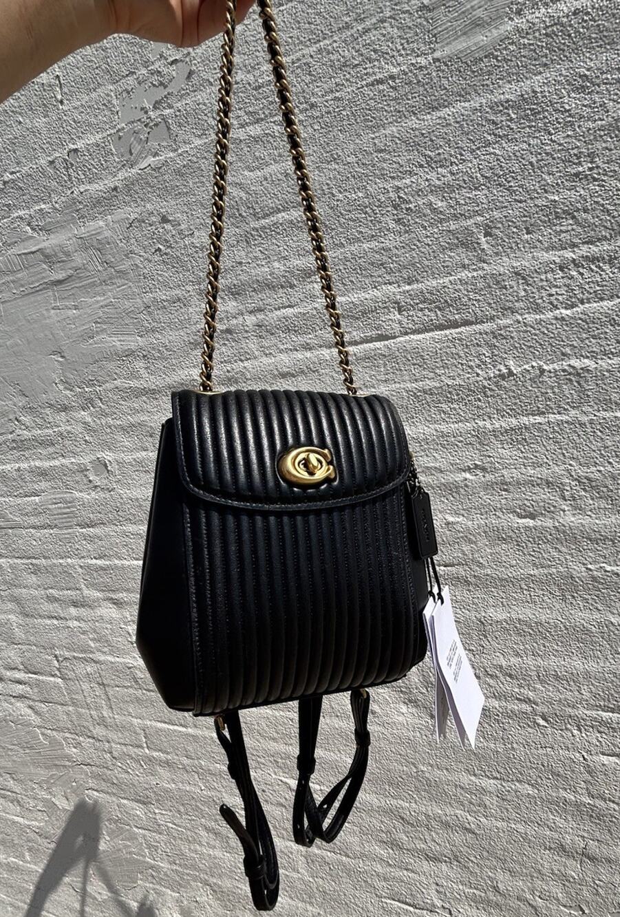 Coach Parker Convertible Quilted Leather Backpack 16 in Black